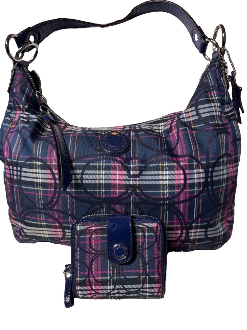 Coach Ashley tartan plaid hobo bag with matching wallet. Bundle deal!